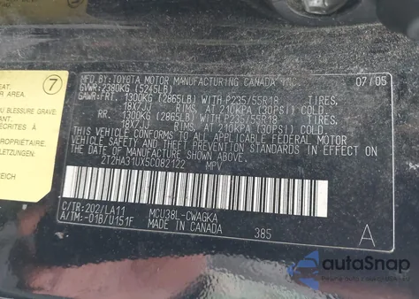 2005 Lexus Rx 330 z USA, uszkodzony, nr VIN 2T2HA31UX5C082122